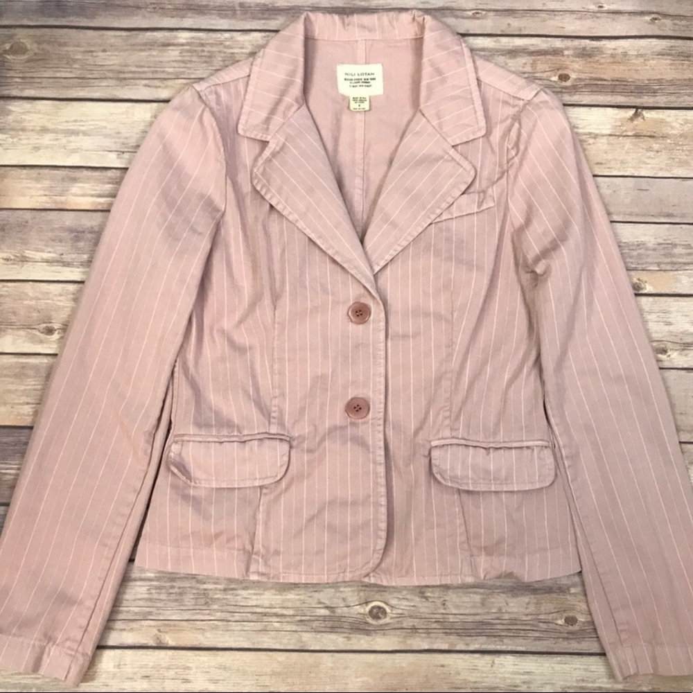 Nili Lotan Dusty Pink Striped Blazer Jacket 6